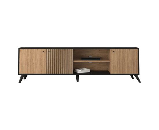 Έπιπλο τηλεόρασης Flipter pakoworld μελαμίνης sonoma-μαύρο 180x40x51εκ - ΕΠΙΠΛΑ ΤΗΛΕΟΡΑΣΗΣ στο Milonadakis.gr