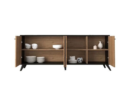 Μπουφές Flipter pakoworld μελαμίνης oak-μαύρο 182x40x78,6εκ - ΜΠΟΥΦΕΔΕΣ-ΚΟΝΣΟΛΕΣ στο Milonadakis.gr