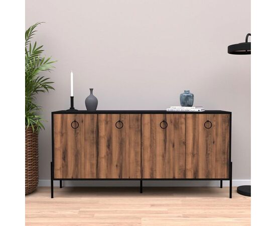 Μπουφές Twely pakoworld μελαμίνης καρυδί-μαύρο 160x40,5x79εκ - ΜΠΟΥΦΕΔΕΣ-ΚΟΝΣΟΛΕΣ στο Milonadakis.gr