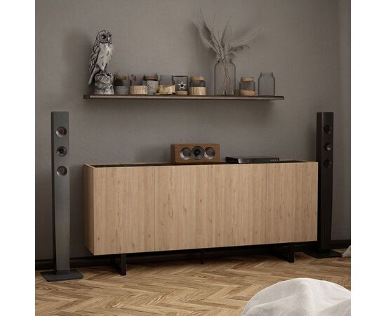 Μπουφές Kioubo pakoworld μελαμίνης oak-μαύρο 180x42x80εκ - ΜΠΟΥΦΕΔΕΣ-ΚΟΝΣΟΛΕΣ στο Milonadakis.gr