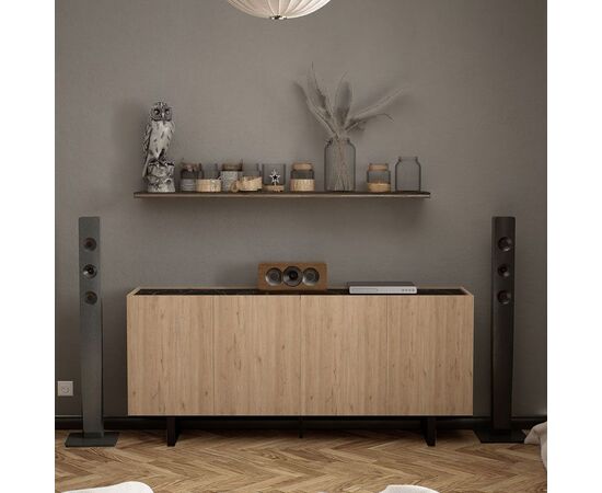 Μπουφές Kioubo pakoworld μελαμίνης oak-μαύρο 180x42x80εκ - ΜΠΟΥΦΕΔΕΣ-ΚΟΝΣΟΛΕΣ στο Milonadakis.gr