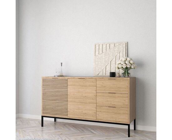 Μπουφές Leodrif pakoworld μελαμίνης oak-μαύρο 140x40x80εκ - ΜΠΟΥΦΕΔΕΣ-ΚΟΝΣΟΛΕΣ στο Milonadakis.gr