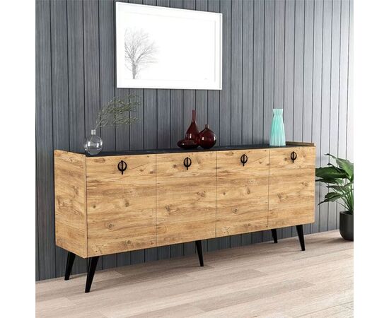 Μπουφές Jeslie pakoworld μελαμίνης oak-ανθρακί 180x40x79εκ - ΜΠΟΥΦΕΔΕΣ-ΚΟΝΣΟΛΕΣ στο Milonadakis.gr