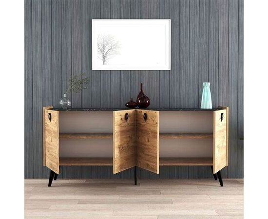 Μπουφές Jeslie pakoworld μελαμίνης oak-ανθρακί 180x40x79εκ - ΜΠΟΥΦΕΔΕΣ-ΚΟΝΣΟΛΕΣ στο Milonadakis.gr
