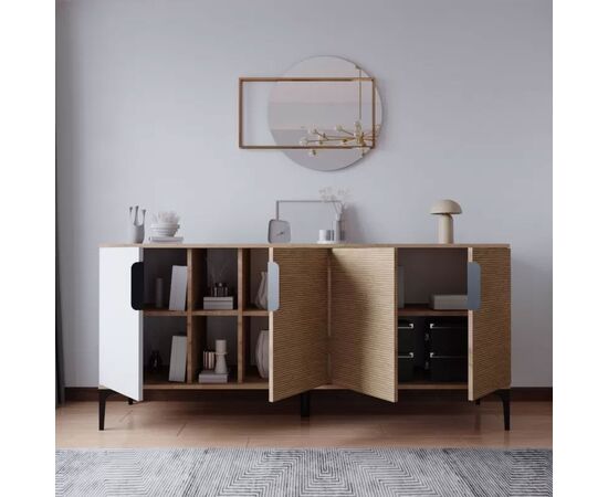 Μπουφές Tajesy pakoworld μελαμίνης λευκό-oak 180x40x78εκ - ΜΠΟΥΦΕΔΕΣ-ΚΟΝΣΟΛΕΣ στο Milonadakis.gr