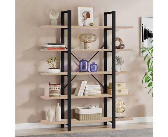 Βιβλιοθήκη Esthon pakoworld φυσικό-μαύρο μέταλλο 120x28x180εκ - ΒΙΒΛΙΟΘΗΚΕΣ στο Milonadakis.gr