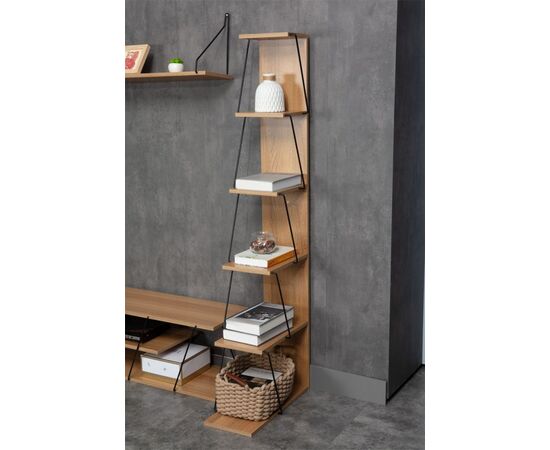 Βιβλιοθήκη mini Tars pakoworld  sonoma-μαύρο 50x22x150εκ - ΒΙΒΛΙΟΘΗΚΕΣ στο Milonadakis.gr