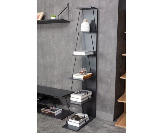 Βιβλιοθήκη mini Tars pakoworld  ανθρακί-μαύρο 50x22x150εκ - ΒΙΒΛΙΟΘΗΚΕΣ στο Milonadakis.gr