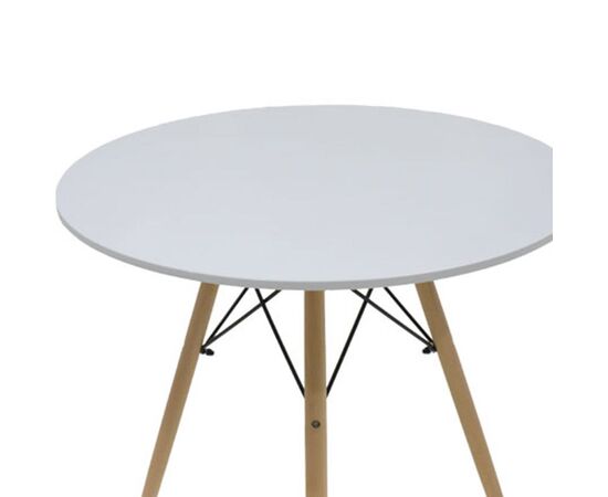 Τραπέζι Julita pakoworld MDF λευκό-πόδια φυσικό Φ80x73εκ - ΤΡΑΠΕΖΙΑ ΚΟΥΖΙΝΑΣ στο Milonadakis.gr
