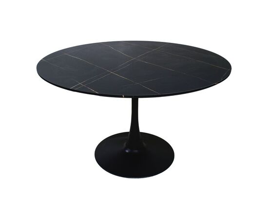 Τραπέζι Balou I pakoworld MDF μαύρο μαρμάρου Φ120x75εκ - ΤΡΑΠΕΖΙΑ ΚΟΥΖΙΝΑΣ στο Milonadakis.gr
