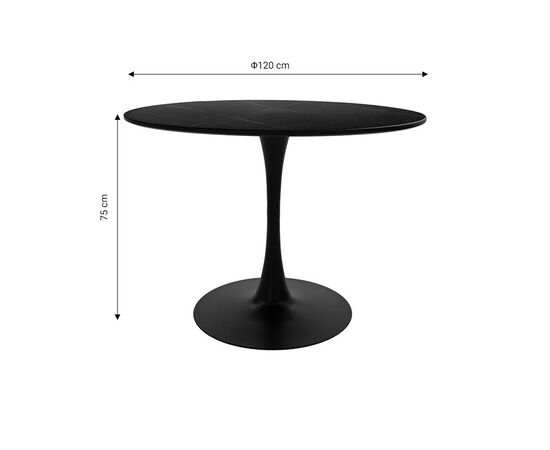 Τραπέζι Balou I pakoworld MDF μαύρο μαρμάρου Φ120x75εκ - ΤΡΑΠΕΖΙΑ ΚΟΥΖΙΝΑΣ στο Milonadakis.gr