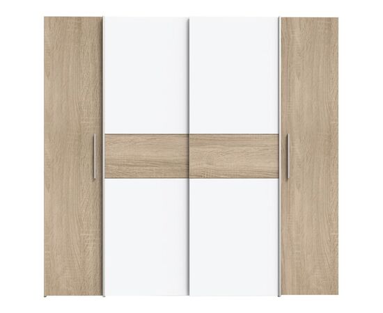 Ντουλάπα ρούχων Closet pakoworld τετράφυλλη sonoma oak-λευκό μελαμίνης 200x61.5x190.5εκ - ΝΤΟΥΛΑΠΕΣ στο Milonadakis.gr