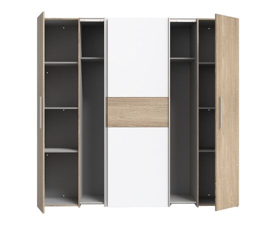Ντουλάπα ρούχων Closet pakoworld τετράφυλλη sonoma oak-λευκό μελαμίνης 200x61.5x190.5εκ - ΝΤΟΥΛΑΠΕΣ στο Milonadakis.gr