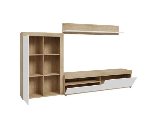 Σύνθετο σαλονιού Zorbi pakoworld λευκό-sonoma oak μελαμίνης 265x41x158.5εκ - ΣΥΝΘΕΣΕΙΣ ΣΑΛΟΝΙΟΥ στο Milonadakis.gr
