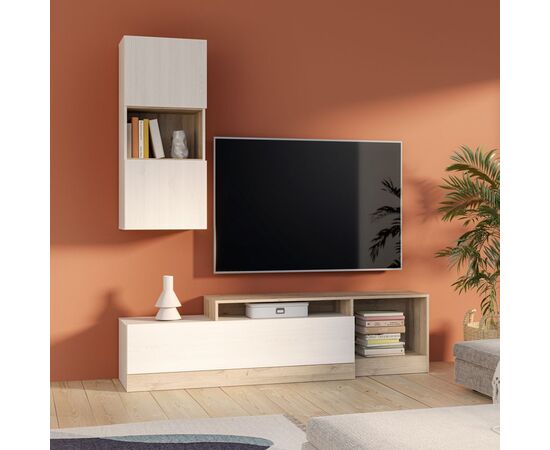 Σύνθετο σαλονιού Halmi pakoworld λευκό-oak μελαμίνης 180x39x190εκ - ΣΥΝΘΕΣΕΙΣ ΣΑΛΟΝΙΟΥ στο Milonadakis.gr