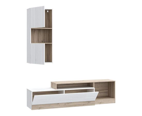 Σύνθετο σαλονιού Halmi pakoworld λευκό-oak μελαμίνης 180x39x190εκ - ΣΥΝΘΕΣΕΙΣ ΣΑΛΟΝΙΟΥ στο Milonadakis.gr