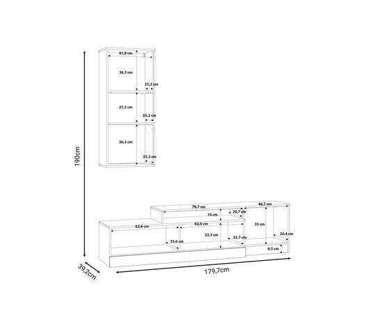 Σύνθετο σαλονιού Halmi pakoworld λευκό-oak μελαμίνης 180x39x190εκ - ΣΥΝΘΕΣΕΙΣ ΣΑΛΟΝΙΟΥ στο Milonadakis.gr