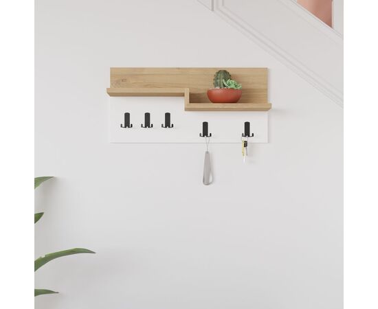 Κρεμάστρα τοίχου Harm pakoworld oak-λευκό μελαμίνης 65x15x31εκ - ΕΠΙΠΛΑ ΕΙΣΟΔΟΥ στο Milonadakis.gr