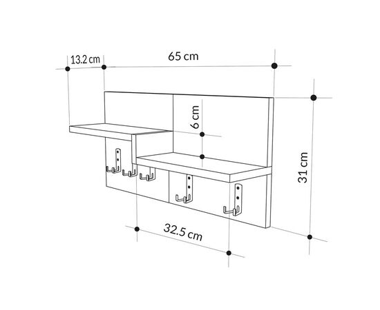 Κρεμάστρα τοίχου Harm pakoworld oak-λευκό μελαμίνης 65x15x31εκ - ΕΠΙΠΛΑ ΕΙΣΟΔΟΥ στο Milonadakis.gr