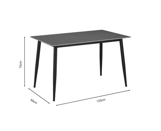 Τραπέζι Gustas pakoworld γκρι μαρμάρου sintered stone-μαύρο μέταλλο 120x60x75εκ - ΤΡΑΠΕΖΙΑ ΚΟΥΖΙΝΑΣ στο Milonadakis.gr