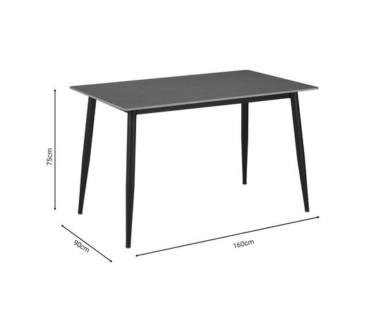 Τραπέζι Gustas pakoworld γκρι μαρμάρου sintered stone-μαύρο μέταλλο 160x90x75εκ - ΤΡΑΠΕΖΙΑ ΚΟΥΖΙΝΑΣ στο Milonadakis.gr