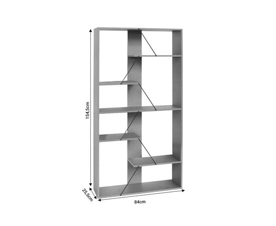 Βιβλιοθήκη Tars pakoworld γκρι-μαύρο 84x25.5x154.5εκ - ΒΙΒΛΙΟΘΗΚΕΣ στο Milonadakis.gr