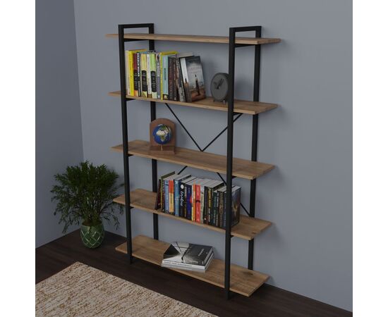 Βιβλιοθήκη Reson pakoworld oak-μαύρο μελαμίνης 120x34x180εκ - ΒΙΒΛΙΟΘΗΚΕΣ στο Milonadakis.gr