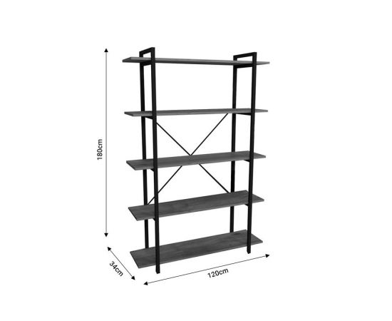 Βιβλιοθήκη Reson pakoworld ανθρακί-μαύρο μελαμίνης 120x34x180εκ - ΒΙΒΛΙΟΘΗΚΕΣ στο Milonadakis.gr
