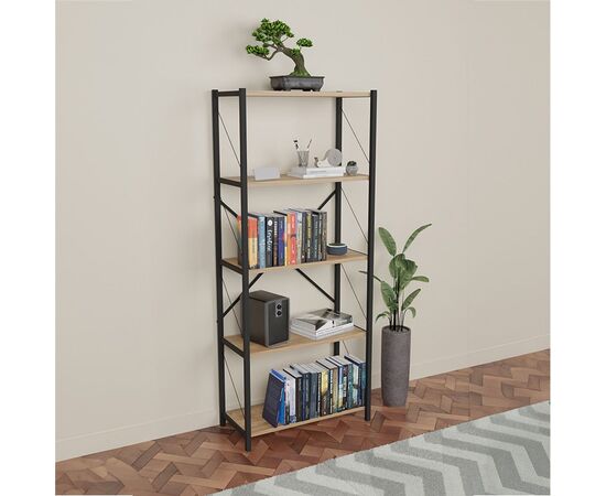 Βιβλιοθήκη Draizy pakoworld oak-μαύρο μελαμίνης 60x30x150εκ - ΒΙΒΛΙΟΘΗΚΕΣ στο Milonadakis.gr