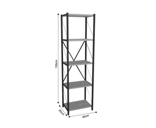 Βιβλιοθήκη Glase pakoworld oak-μαύρο μελαμίνης 40x30x150εκ - ΒΙΒΛΙΟΘΗΚΕΣ στο Milonadakis.gr