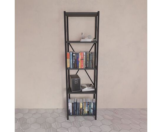 Βιβλιοθήκη Glase pakoworld ανθρακί-μαύρο μελαμίνης 40x30x150εκ - ΒΙΒΛΙΟΘΗΚΕΣ στο Milonadakis.gr