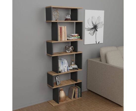 Βιβλιοθήκη Iolmi pakoworld ανθρακί-oak μελαμίνης 60x19.5x160εκ - ΒΙΒΛΙΟΘΗΚΕΣ στο Milonadakis.gr