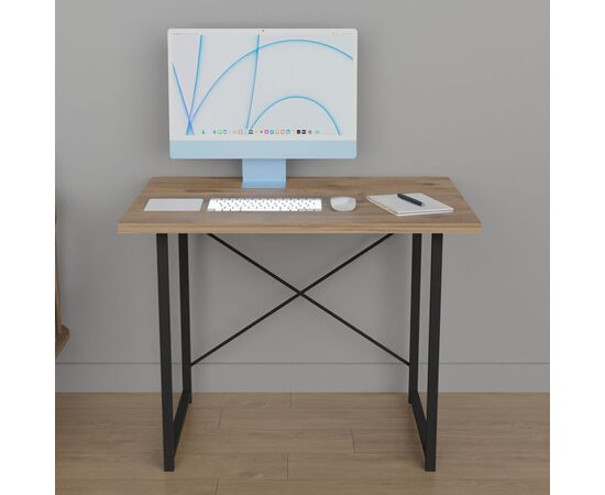 Γραφείο εργασίας Ustando pakoworld oak-μαύρο μελαμίνης 90x60x72εκ - ΓΡΑΦΕΙΑ στο Milonadakis.gr
