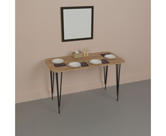 Τραπέζι Polkan pakoworld oak-μαύρο μελαμίνης 120x60x73εκ - ΤΡΑΠΕΖΙΑ ΚΟΥΖΙΝΑΣ στο Milonadakis.gr