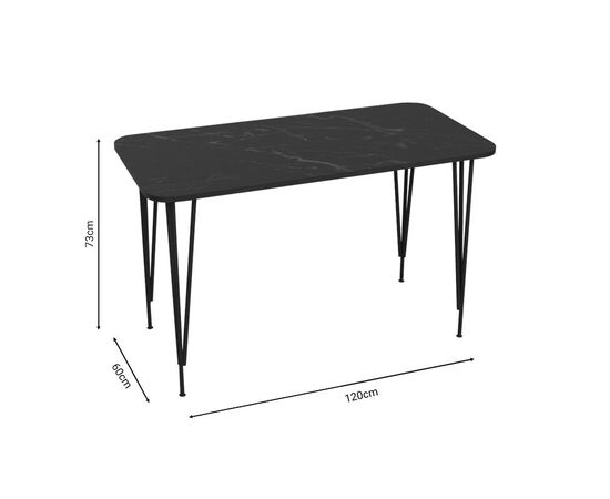 Τραπέζι Polkan pakoworld μαύρο μαρμάρου μελαμίνης 120x60x73εκ - ΤΡΑΠΕΖΙΑ ΚΟΥΖΙΝΑΣ στο Milonadakis.gr