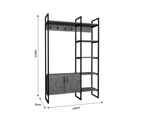 Έπιπλο εισόδου Thoj pakoworld ανθρακί μελαμίνης 120x34x180εκ - ΕΠΙΠΛΑ ΕΙΣΟΔΟΥ στο Milonadakis.gr