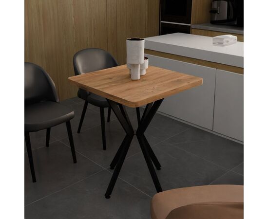 Τραπέζι Prestone pakoworld oak μελαμίνης-μαύρο μέταλλο 70x70x75εκ - ΤΡΑΠΕΖΙΑ ΚΟΥΖΙΝΑΣ στο Milonadakis.gr