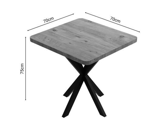 Τραπέζι Prestone pakoworld oak μελαμίνης-μαύρο μέταλλο 70x70x75εκ - ΤΡΑΠΕΖΙΑ ΚΟΥΖΙΝΑΣ στο Milonadakis.gr