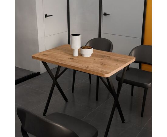 Τραπέζι Zeryin pakoworld oak μελαμίνης-μαύρο μέταλλο 70x110x75εκ - ΤΡΑΠΕΖΙΑ ΚΟΥΖΙΝΑΣ στο Milonadakis.gr