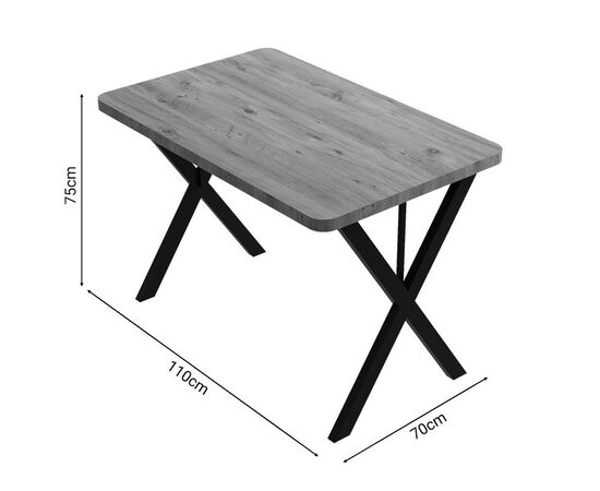 Τραπέζι Zeryin pakoworld oak μελαμίνης-μαύρο μέταλλο 70x110x75εκ - ΤΡΑΠΕΖΙΑ ΚΟΥΖΙΝΑΣ στο Milonadakis.gr