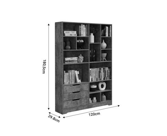 Βιβλιοθήκη Lucinda pakoworld γκρι oak 120x29.8x180.5εκ - ΒΙΒΛΙΟΘΗΚΕΣ στο Milonadakis.gr