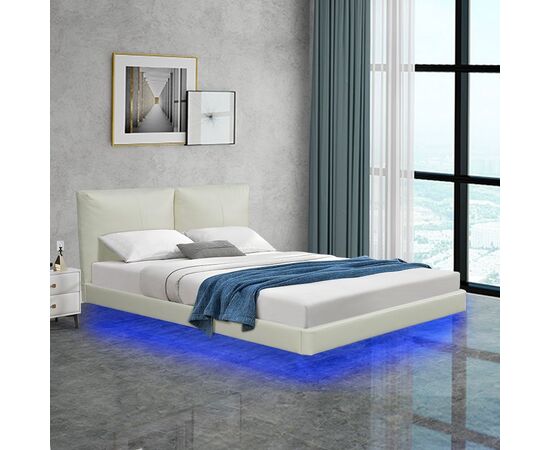 Κρεβάτι διπλό Jessie pakoworld floating style με led-PU εκρού 160x200εκ - ΚΡΕΒΑΤΙΑ στο Milonadakis.gr