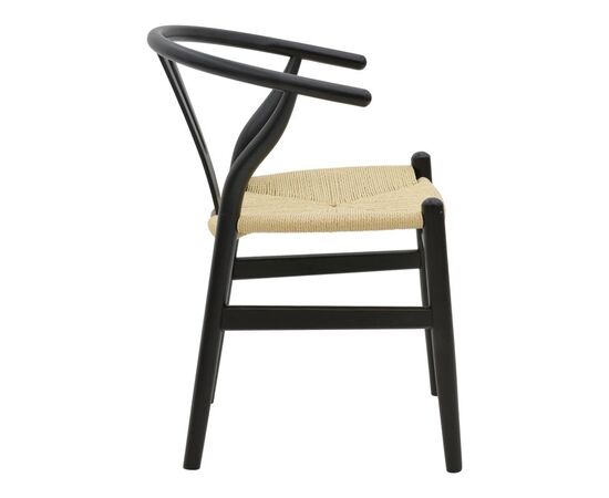 Καρέκλα Wishbone pakoworld μαύρο rubberwood-έδρα φυσικό σχοινί 53x55x76εκ - ΚΑΡΕΚΛΕΣ - ΠΟΛΥΘΡΟΝΕΣ ΕΣ. στο Milonadakis.gr