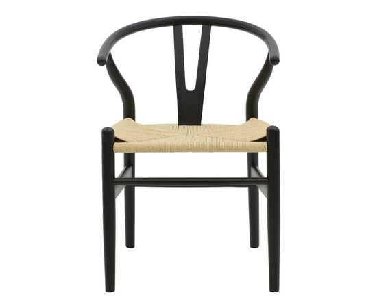 Καρέκλα Wishbone pakoworld μαύρο rubberwood-έδρα φυσικό σχοινί 53x55x76εκ - ΚΑΡΕΚΛΕΣ - ΠΟΛΥΘΡΟΝΕΣ ΕΣ. στο Milonadakis.gr