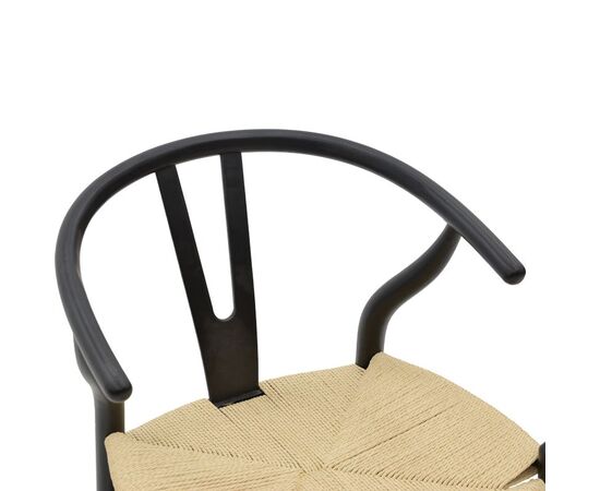 Καρέκλα Wishbone pakoworld μαύρο rubberwood-έδρα φυσικό σχοινί 53x55x76εκ - ΚΑΡΕΚΛΕΣ - ΠΟΛΥΘΡΟΝΕΣ ΕΣ. στο Milonadakis.gr