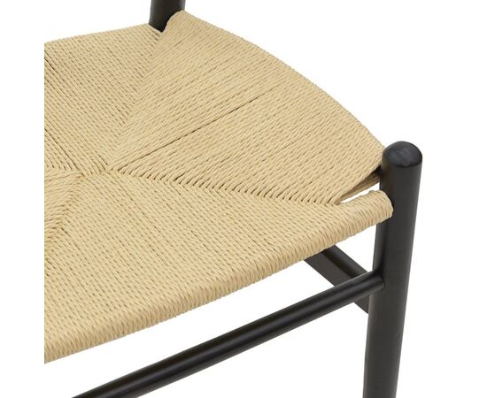 Καρέκλα Wishbone pakoworld μαύρο rubberwood-έδρα φυσικό σχοινί 53x55x76εκ - ΚΑΡΕΚΛΕΣ - ΠΟΛΥΘΡΟΝΕΣ ΕΣ. στο Milonadakis.gr
