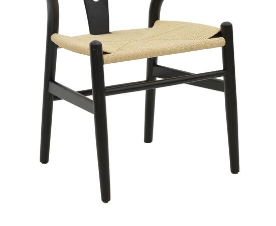 Καρέκλα Wishbone pakoworld μαύρο rubberwood-έδρα φυσικό σχοινί 53x55x76εκ - ΚΑΡΕΚΛΕΣ - ΠΟΛΥΘΡΟΝΕΣ ΕΣ. στο Milonadakis.gr