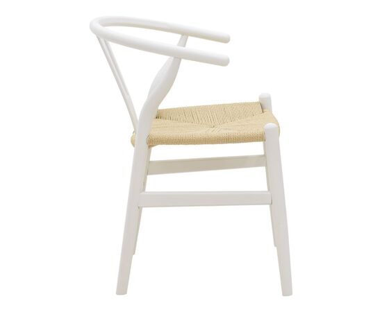 Καρέκλα Wishbone pakoworld λευκό rubberwood-έδρα φυσικό σχοινί 53x55x76εκ - ΚΑΡΕΚΛΕΣ - ΠΟΛΥΘΡΟΝΕΣ ΕΣ. στο Milonadakis.gr
