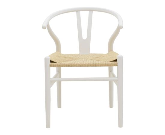 Καρέκλα Wishbone pakoworld λευκό rubberwood-έδρα φυσικό σχοινί 53x55x76εκ - ΚΑΡΕΚΛΕΣ - ΠΟΛΥΘΡΟΝΕΣ ΕΣ. στο Milonadakis.gr