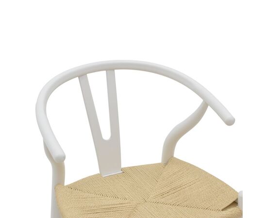 Καρέκλα Wishbone pakoworld λευκό rubberwood-έδρα φυσικό σχοινί 53x55x76εκ - ΚΑΡΕΚΛΕΣ - ΠΟΛΥΘΡΟΝΕΣ ΕΣ. στο Milonadakis.gr